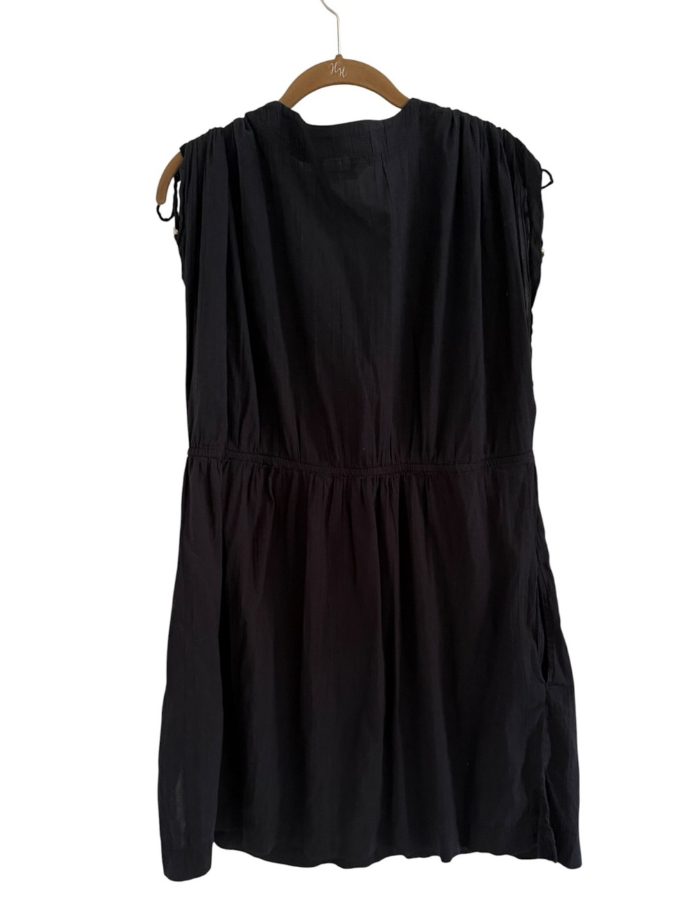 Ralph Lauren Black Cotton V-Neck Tie-Shoulder Mini Dress Swim Cover Up Size XL - Picture 5 of 12